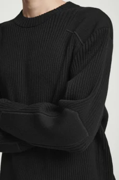 Discount COS PATCH-DETAIL WOOL-BLEND SWEATER BLACK