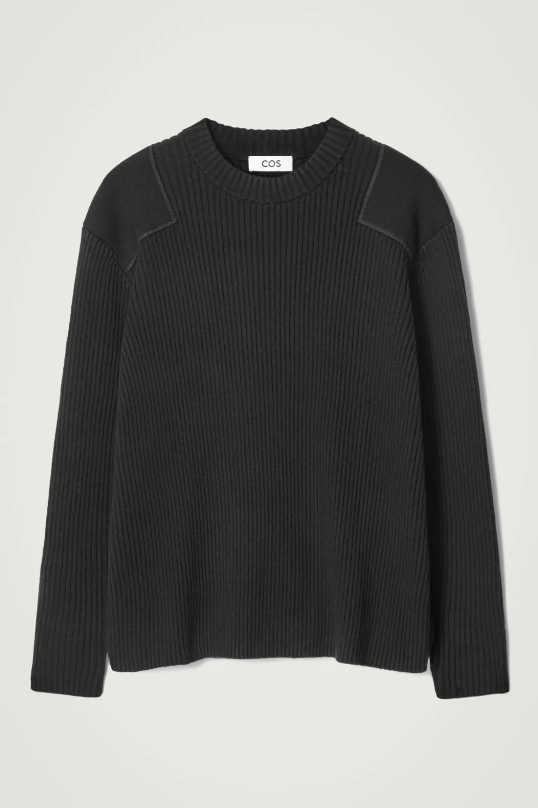 Discount COS PATCH-DETAIL WOOL-BLEND SWEATER BLACK