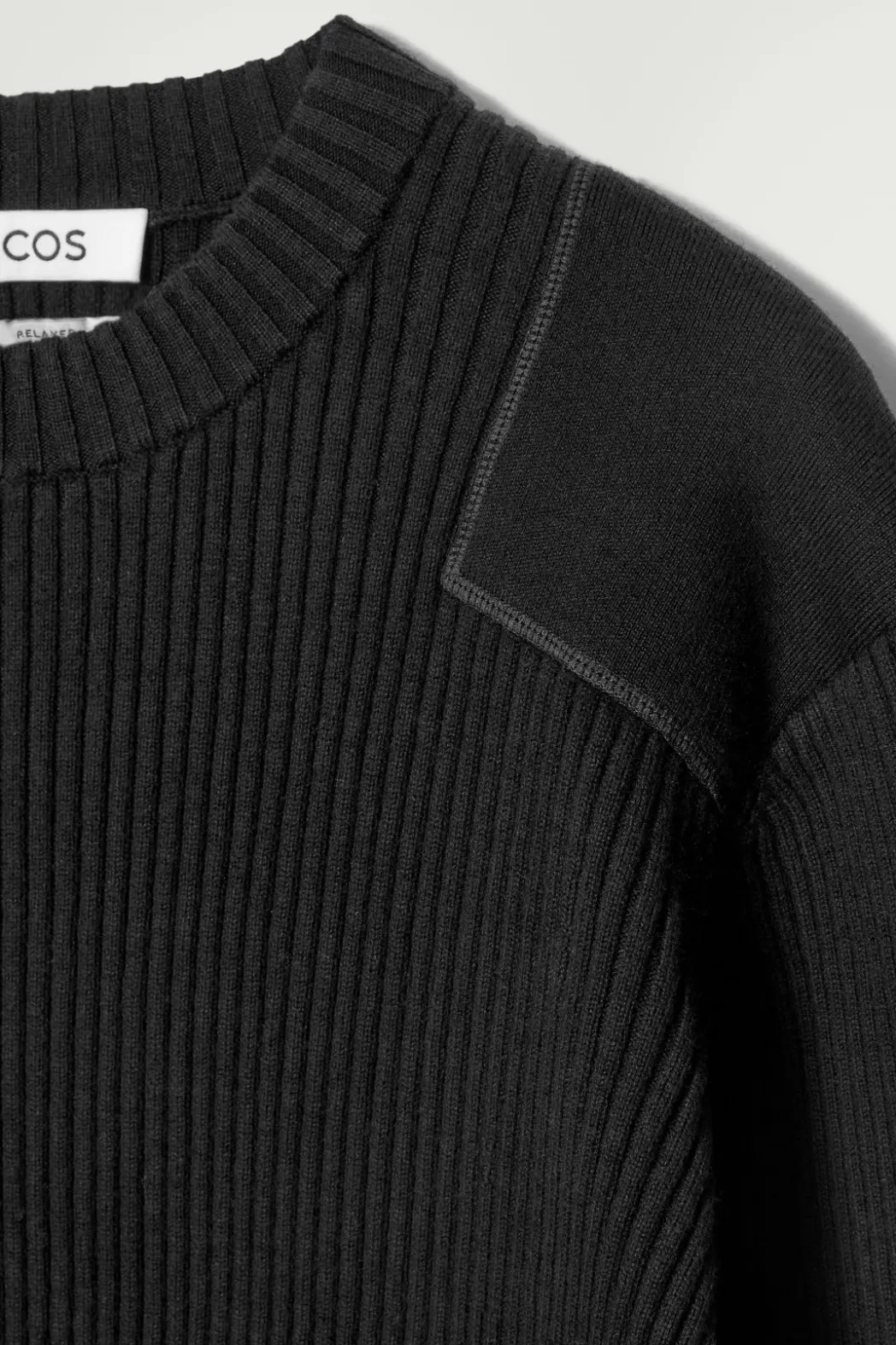 Discount COS PATCH-DETAIL WOOL-BLEND SWEATER BLACK