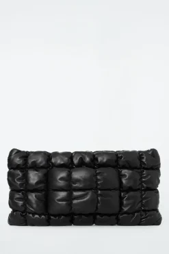 Clearance COS PILLOW OVERSIZED QUILTED CLUTCH - LEATHER BLACK
