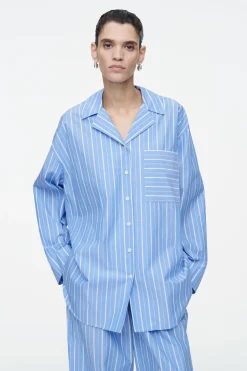 Clearance COS PINSTRIPED COTTON PAJAMA SHIRT BLUE / PINSTRIPED