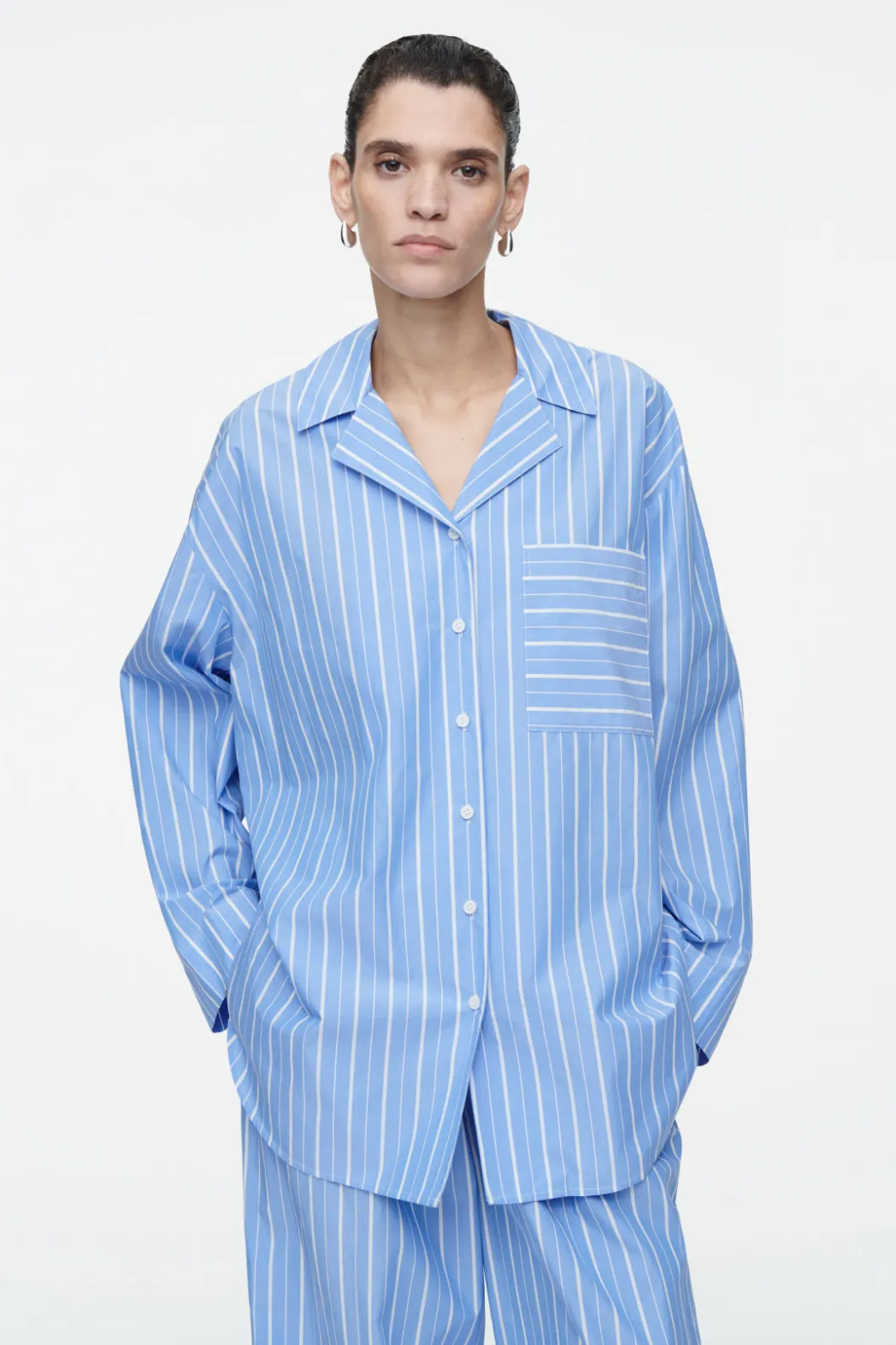 Clearance COS PINSTRIPED COTTON PAJAMA SHIRT BLUE / PINSTRIPED