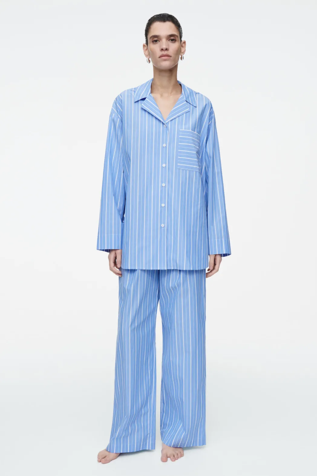 Clearance COS PINSTRIPED COTTON PAJAMA SHIRT BLUE / PINSTRIPED