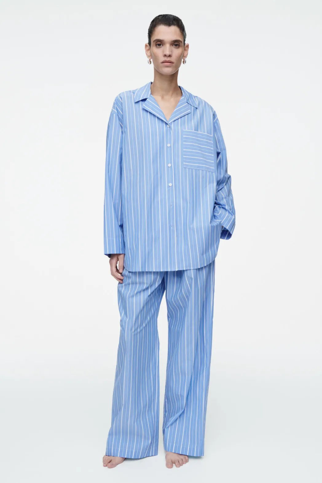 Outlet COS PINSTRIPED COTTON PAJAMA PANTS BLUE / PINSTRIPED