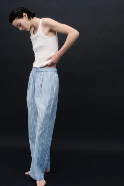 Outlet COS PINSTRIPED COTTON PAJAMA PANTS BLUE / PINSTRIPED