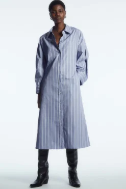 Hot COS PINSTRIPED SHIRT DRESS BLUE / STRIPED