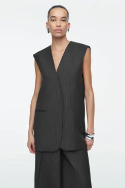 Online COS PINSTRIPED WOOL WAISTCOAT DARK GRAY / PINSTRIPED