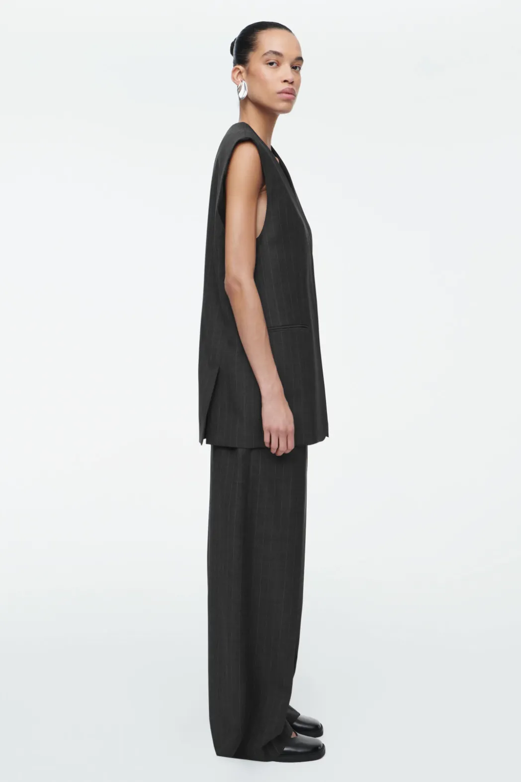 Online COS PINSTRIPED WOOL WAISTCOAT DARK GRAY / PINSTRIPED