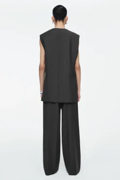 Online COS PINSTRIPED WOOL WAISTCOAT DARK GRAY / PINSTRIPED
