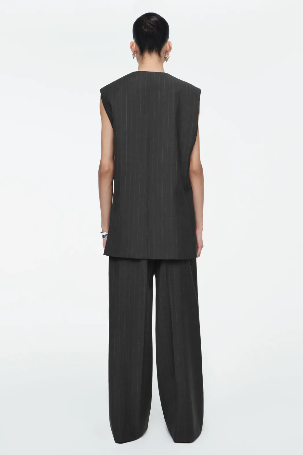 Online COS PINSTRIPED WOOL WAISTCOAT DARK GRAY / PINSTRIPED