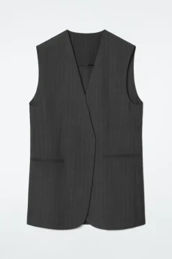 Online COS PINSTRIPED WOOL WAISTCOAT DARK GRAY / PINSTRIPED