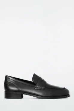 Best COS PINTUCKED LEATHER PENNY LOAFERS BLACK