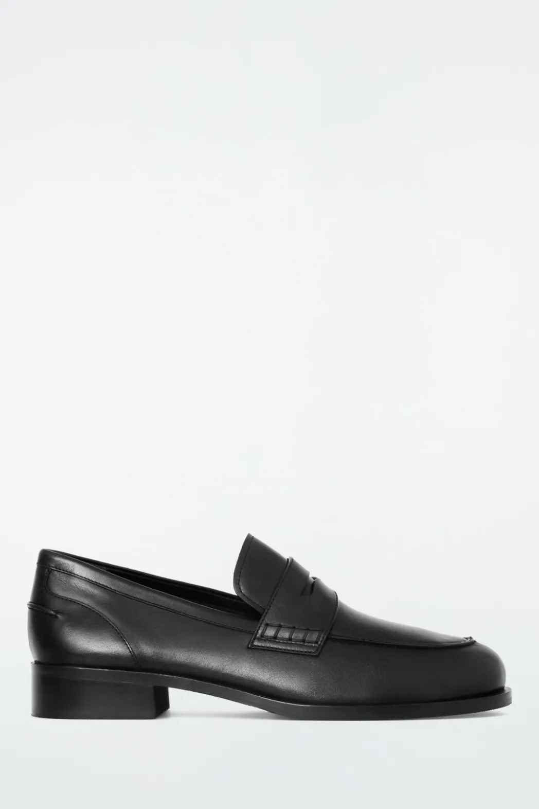 Best COS PINTUCKED LEATHER PENNY LOAFERS BLACK