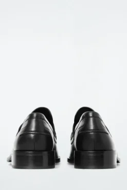 Best COS PINTUCKED LEATHER PENNY LOAFERS BLACK