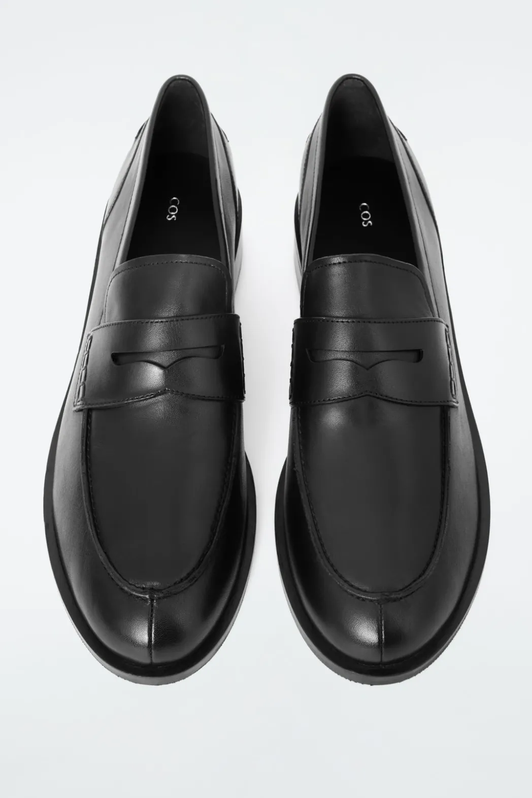 Best COS PINTUCKED LEATHER PENNY LOAFERS BLACK