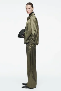Clearance COS PINTUCKED SATIN UTILITY PANTS KHAKI