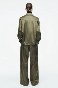 Clearance COS PINTUCKED SATIN UTILITY PANTS KHAKI