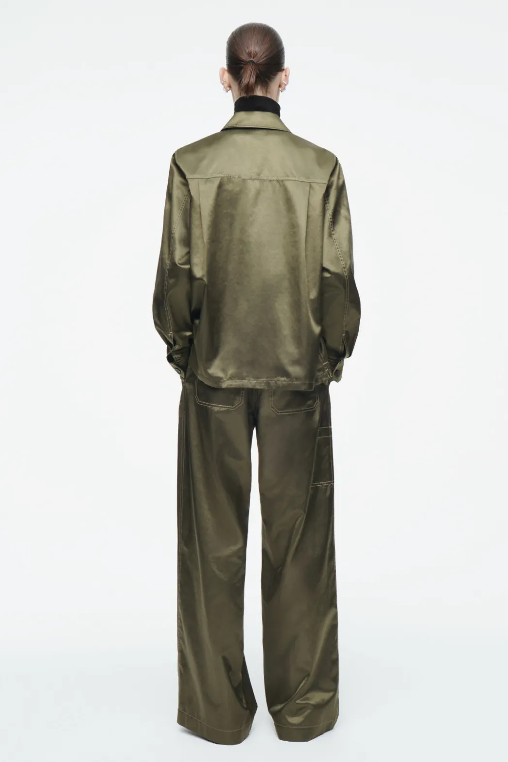 Clearance COS PINTUCKED SATIN UTILITY PANTS KHAKI