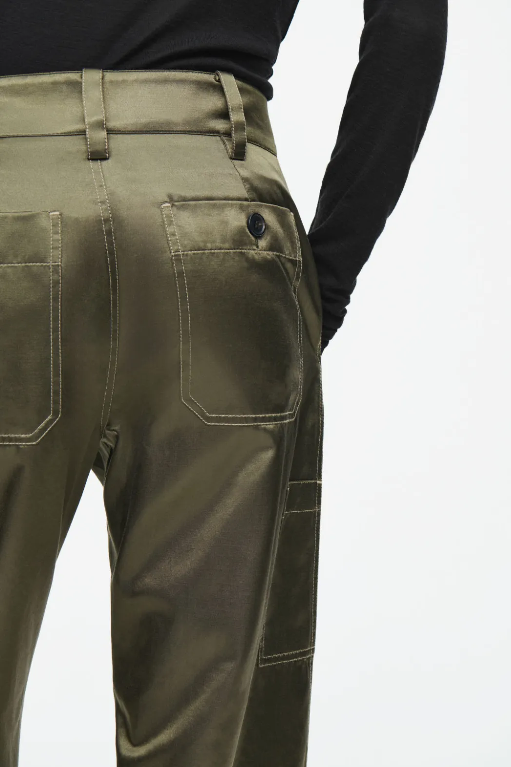 Clearance COS PINTUCKED SATIN UTILITY PANTS KHAKI