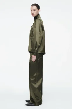 Discount COS PINTUCKED SATIN UTILITY SHIRT KHAKI