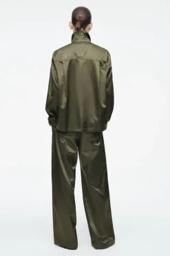 Discount COS PINTUCKED SATIN UTILITY SHIRT KHAKI