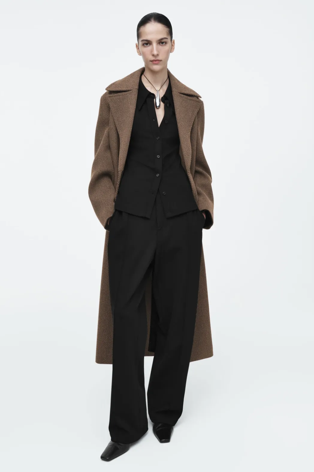 Online COS PINTUCKED STRAIGHT-LEG PANTS BLACK