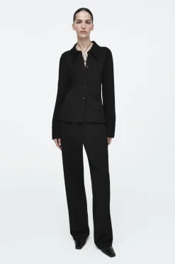 Online COS PINTUCKED STRAIGHT-LEG PANTS BLACK