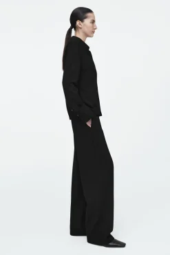 Online COS PINTUCKED STRAIGHT-LEG PANTS BLACK