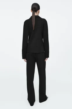 Online COS PINTUCKED STRAIGHT-LEG PANTS BLACK