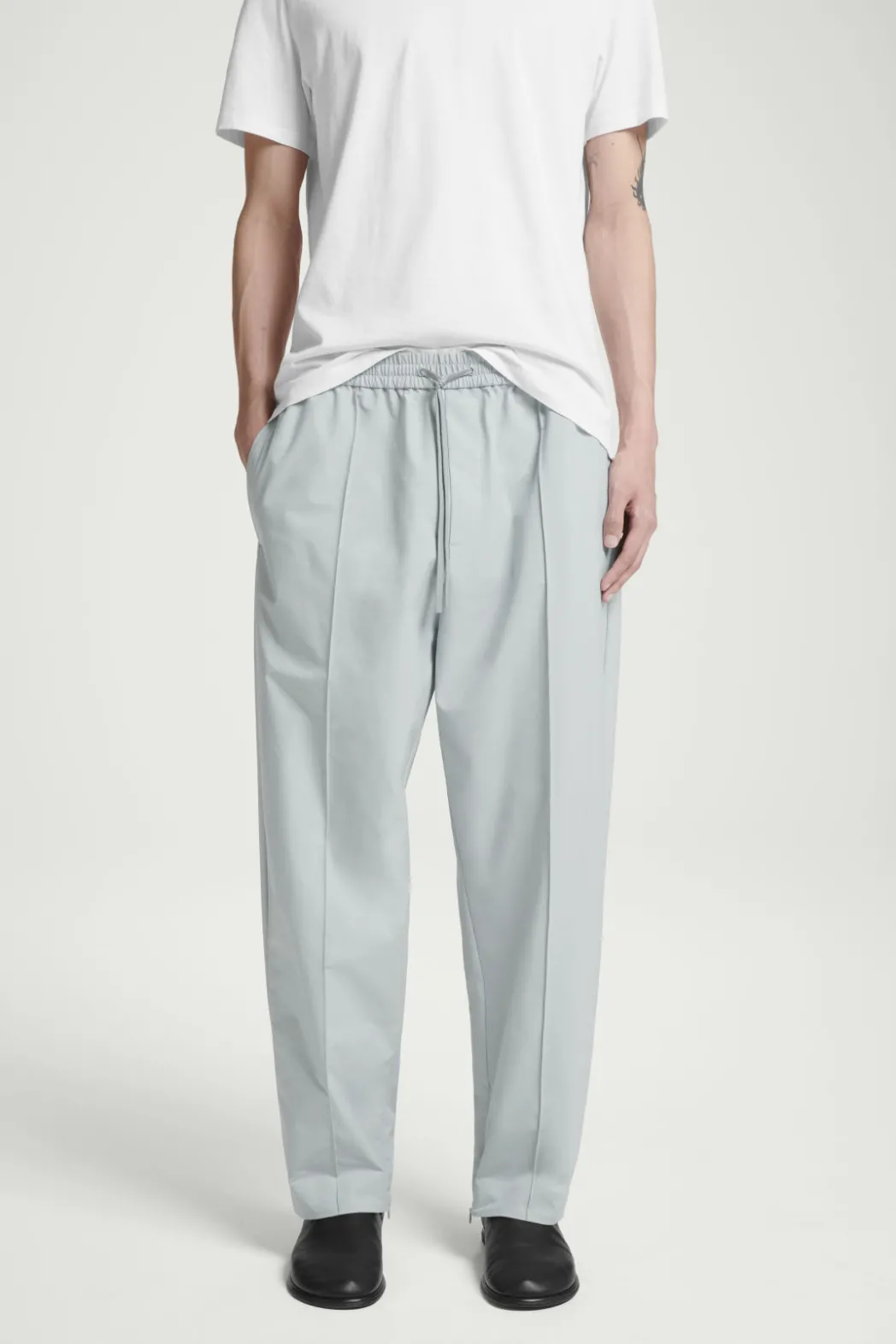 Clearance COS PINTUCKED TAPERED TRACK PANTS GRAY