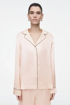 New COS PIPED SILK PAJAMA SHIRT APRICOT