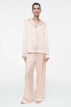 New COS PIPED SILK PAJAMA SHIRT APRICOT