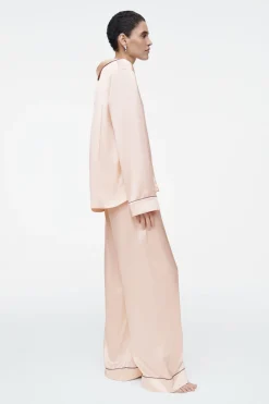 New COS PIPED SILK PAJAMA SHIRT APRICOT