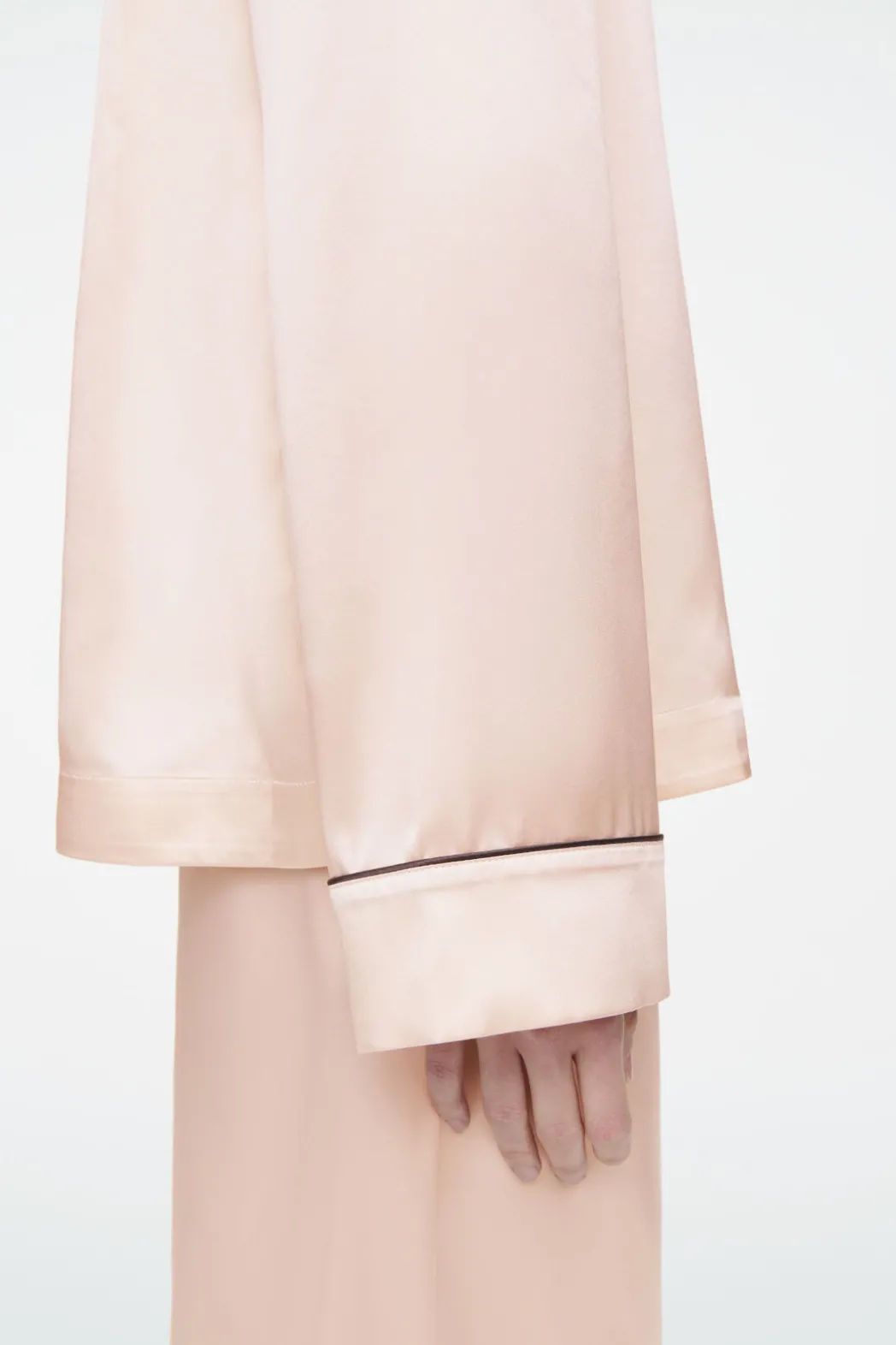 New COS PIPED SILK PAJAMA SHIRT APRICOT