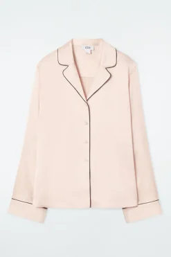 New COS PIPED SILK PAJAMA SHIRT APRICOT