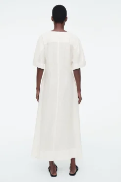 Clearance COS PLEATED A-LINE MIDI SHIRT DRESS WHITE