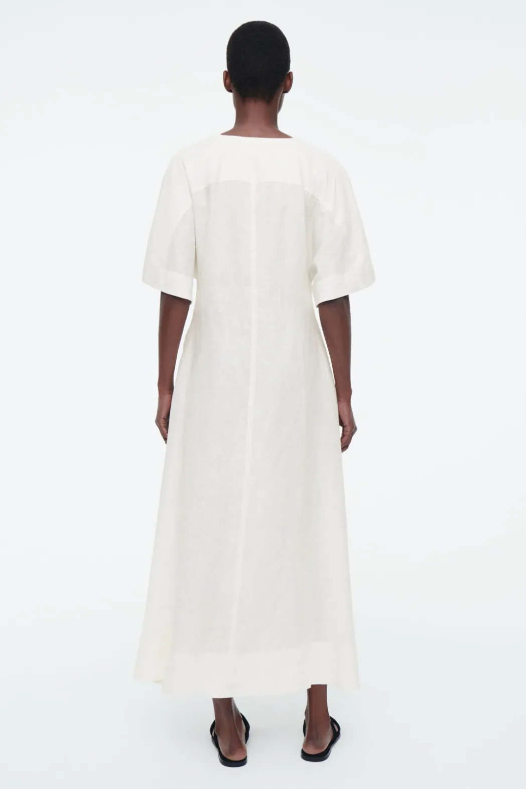 Clearance COS PLEATED A-LINE MIDI SHIRT DRESS WHITE