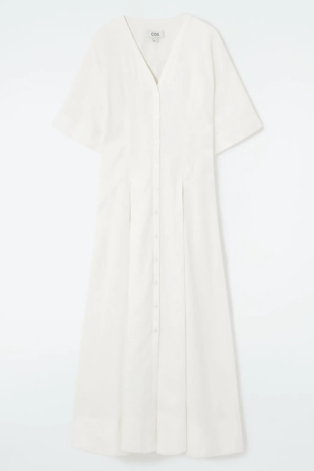 Clearance COS PLEATED A-LINE MIDI SHIRT DRESS WHITE