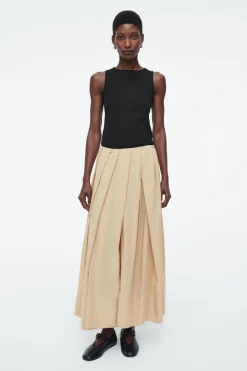 Clearance COS PLEATED A-LINE MIDI SKIRT BEIGE