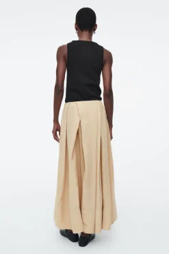 Clearance COS PLEATED A-LINE MIDI SKIRT BEIGE