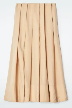 Clearance COS PLEATED A-LINE MIDI SKIRT BEIGE