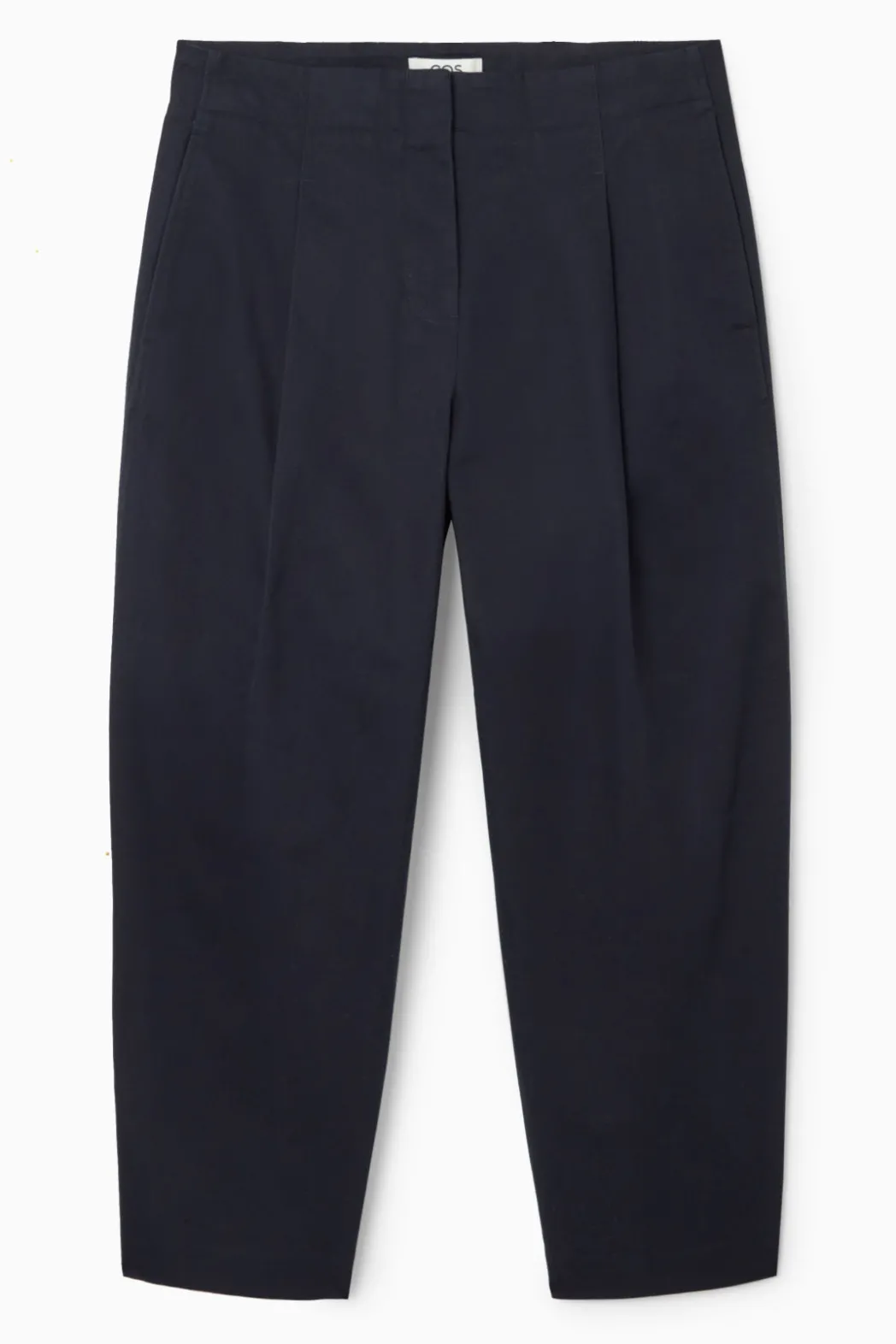COS PLEATED BARREL-LEG CHINOS NAVY