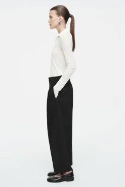 Hot COS PLEATED BARREL-LEG CHINOS BLACK