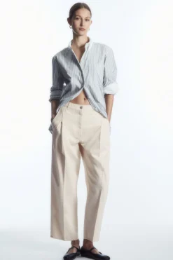 Best COS PLEATED BARREL-LEG DENIM PANTS CREAM