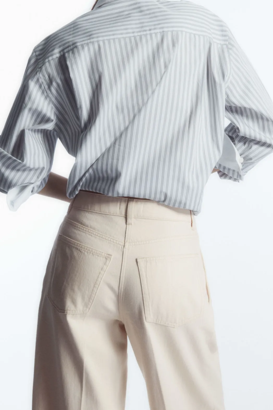 Best COS PLEATED BARREL-LEG DENIM PANTS CREAM