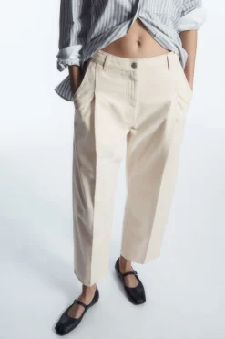 Best COS PLEATED BARREL-LEG DENIM PANTS CREAM