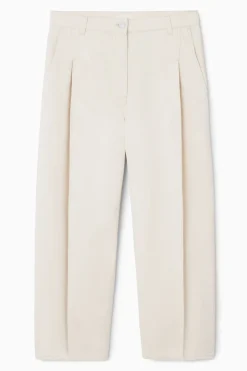 Best COS PLEATED BARREL-LEG DENIM PANTS CREAM