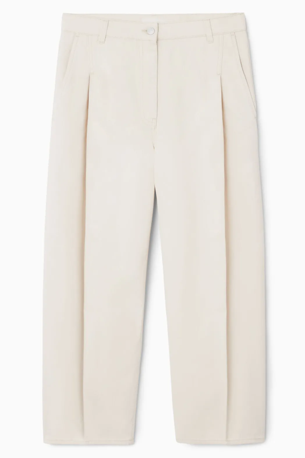 Best COS PLEATED BARREL-LEG DENIM PANTS CREAM