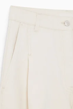 Best COS PLEATED BARREL-LEG DENIM PANTS CREAM