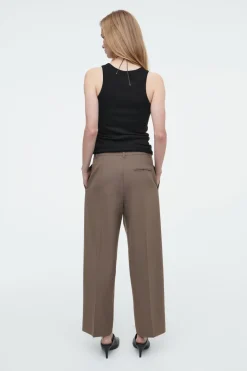 Online COS PLEATED BARREL-LEG WOOL-BLEND PANTS MOLE